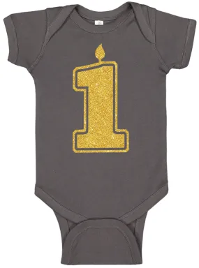 1 Gold First Birthday Bodysuit