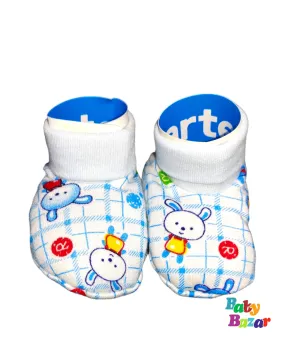 100% Cotton Booties For Newborn Baby In Sky Blue Color