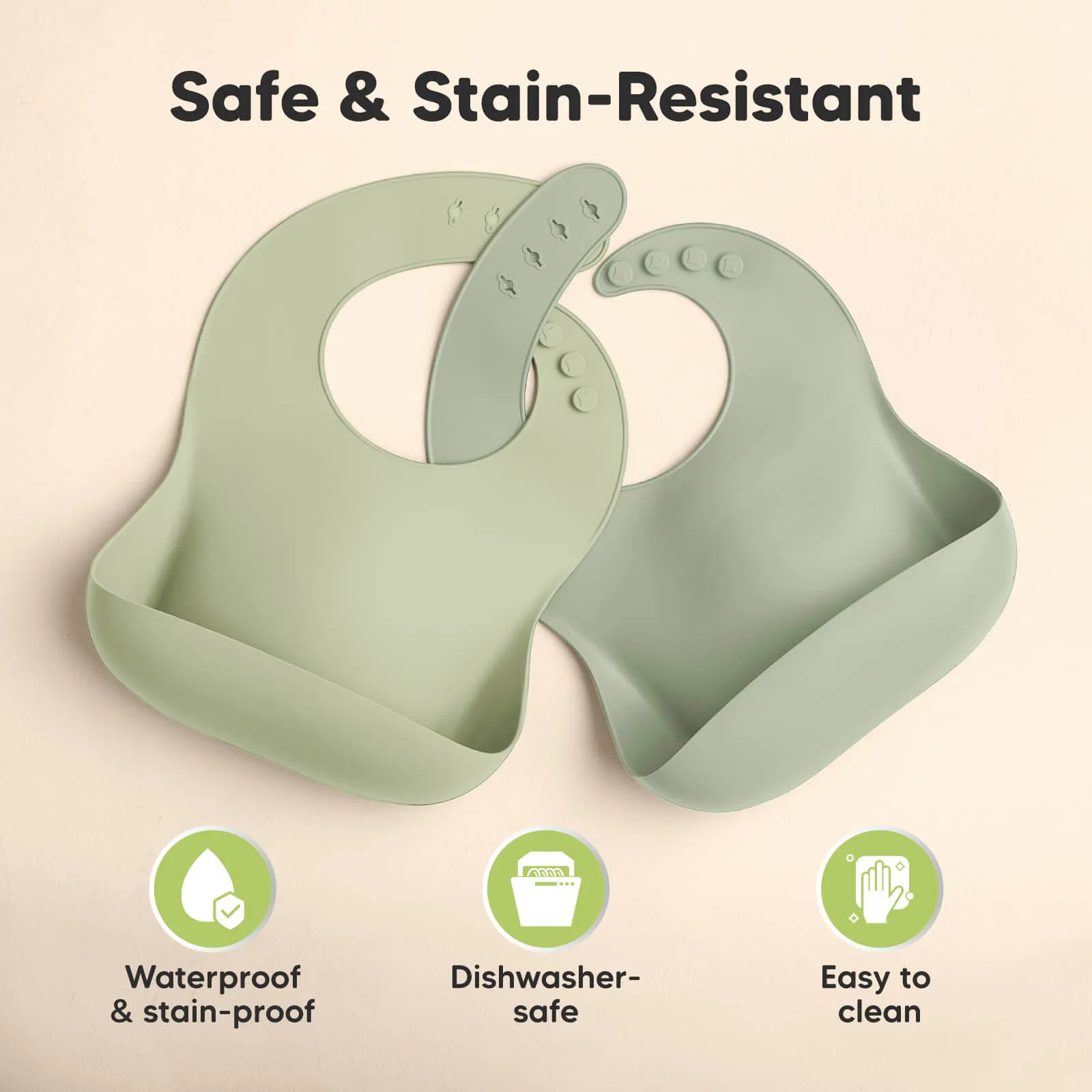 2-Pack Prep Silicone Bibs (Sage)