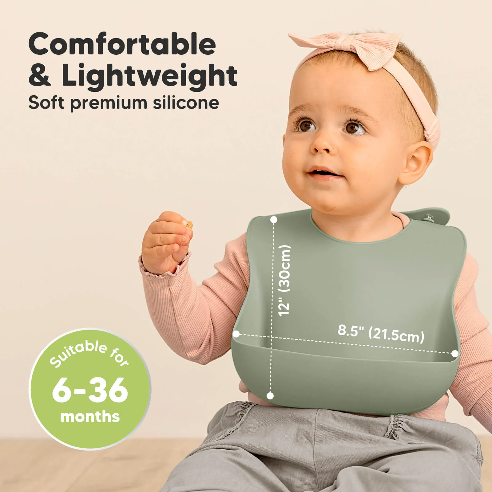 2-Pack Prep Silicone Bibs (Sage)