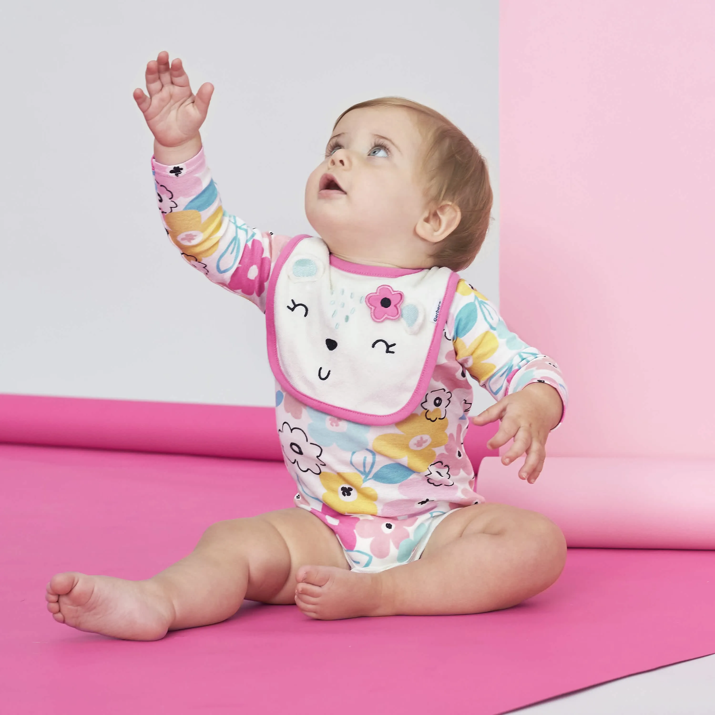 4-Pack Baby Girls Bear Dribbler Bibs