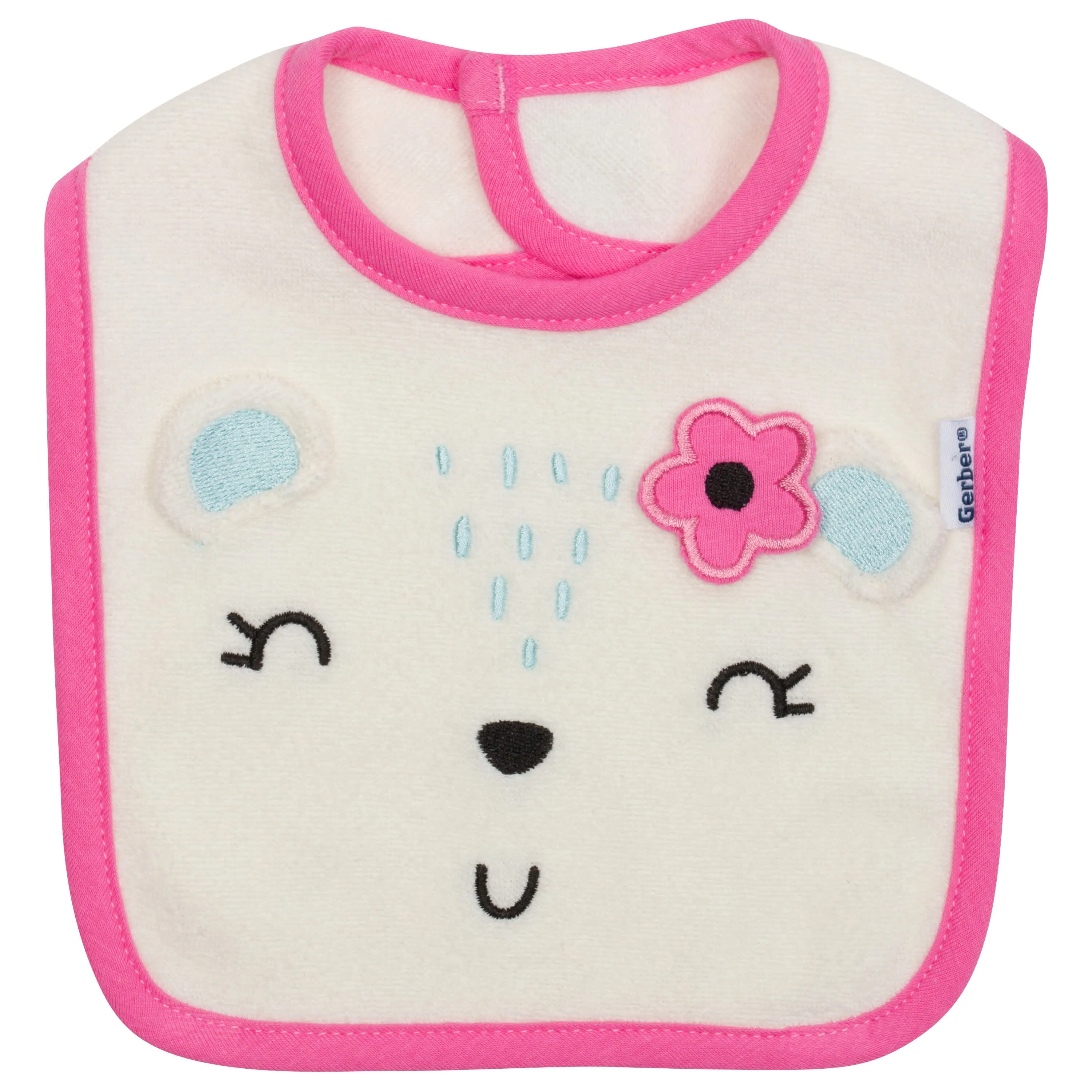 4-Pack Baby Girls Bear Dribbler Bibs