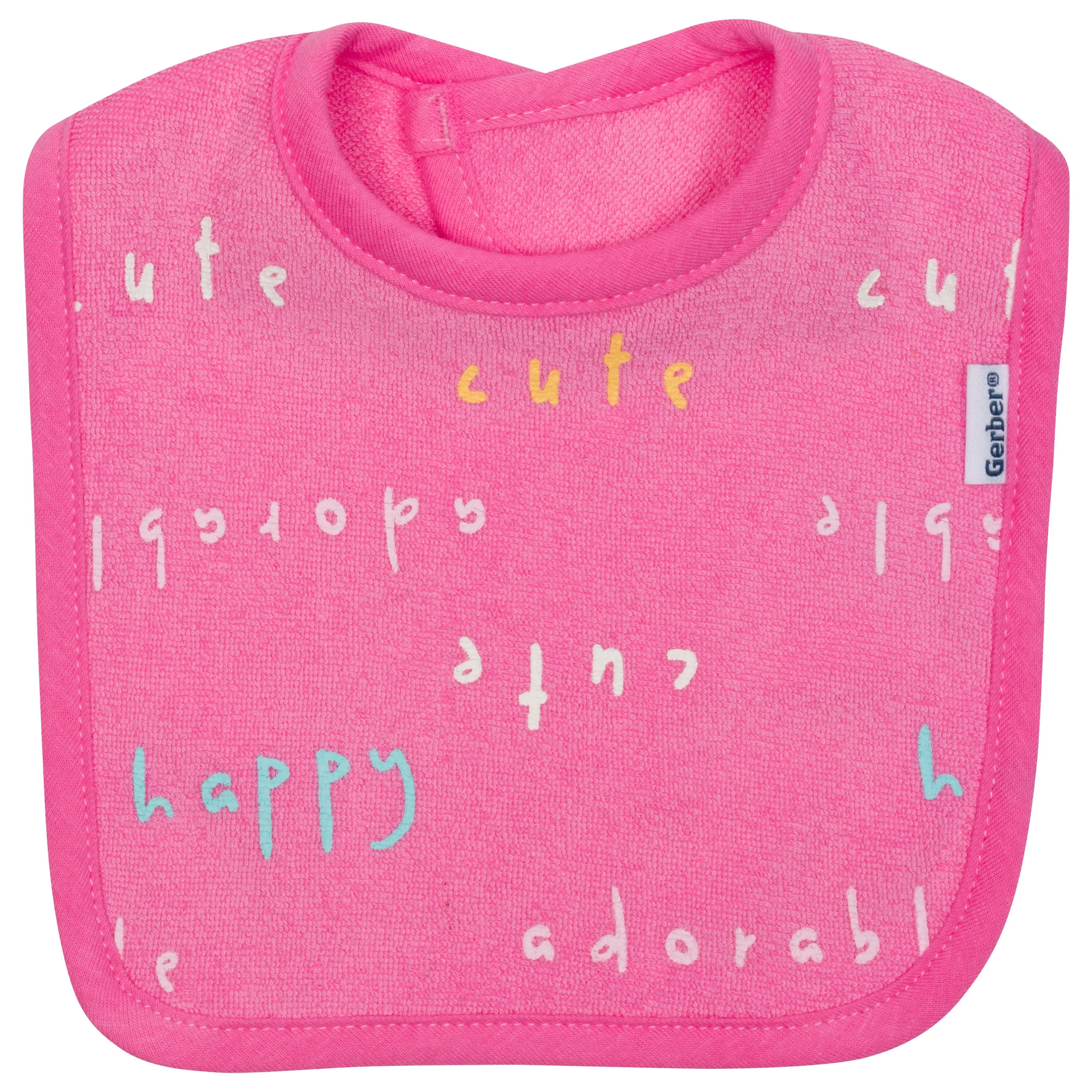 4-Pack Baby Girls Bear Dribbler Bibs