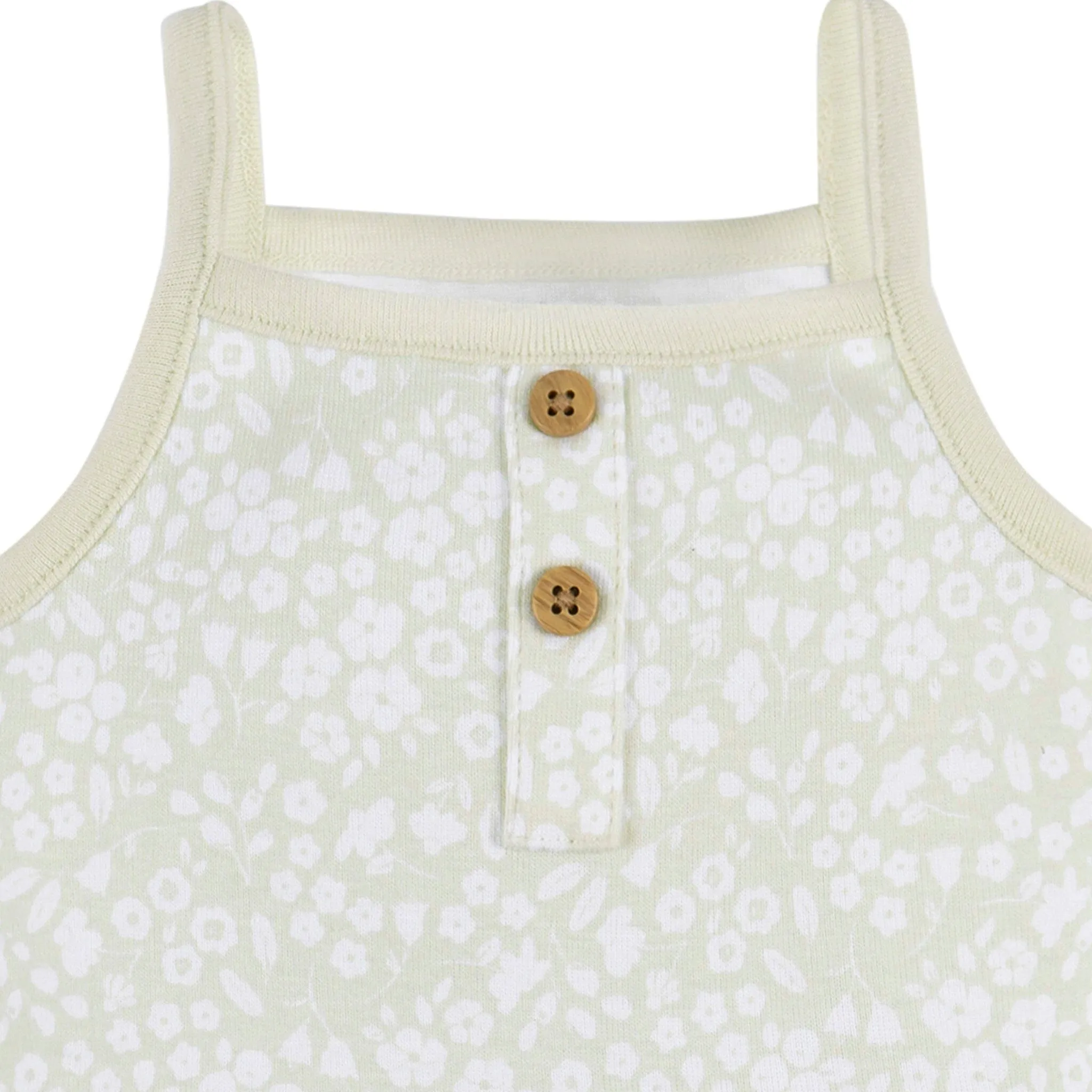 4-Pack Baby Girls Green Floral Sleeveless Onesies® Bodysuits