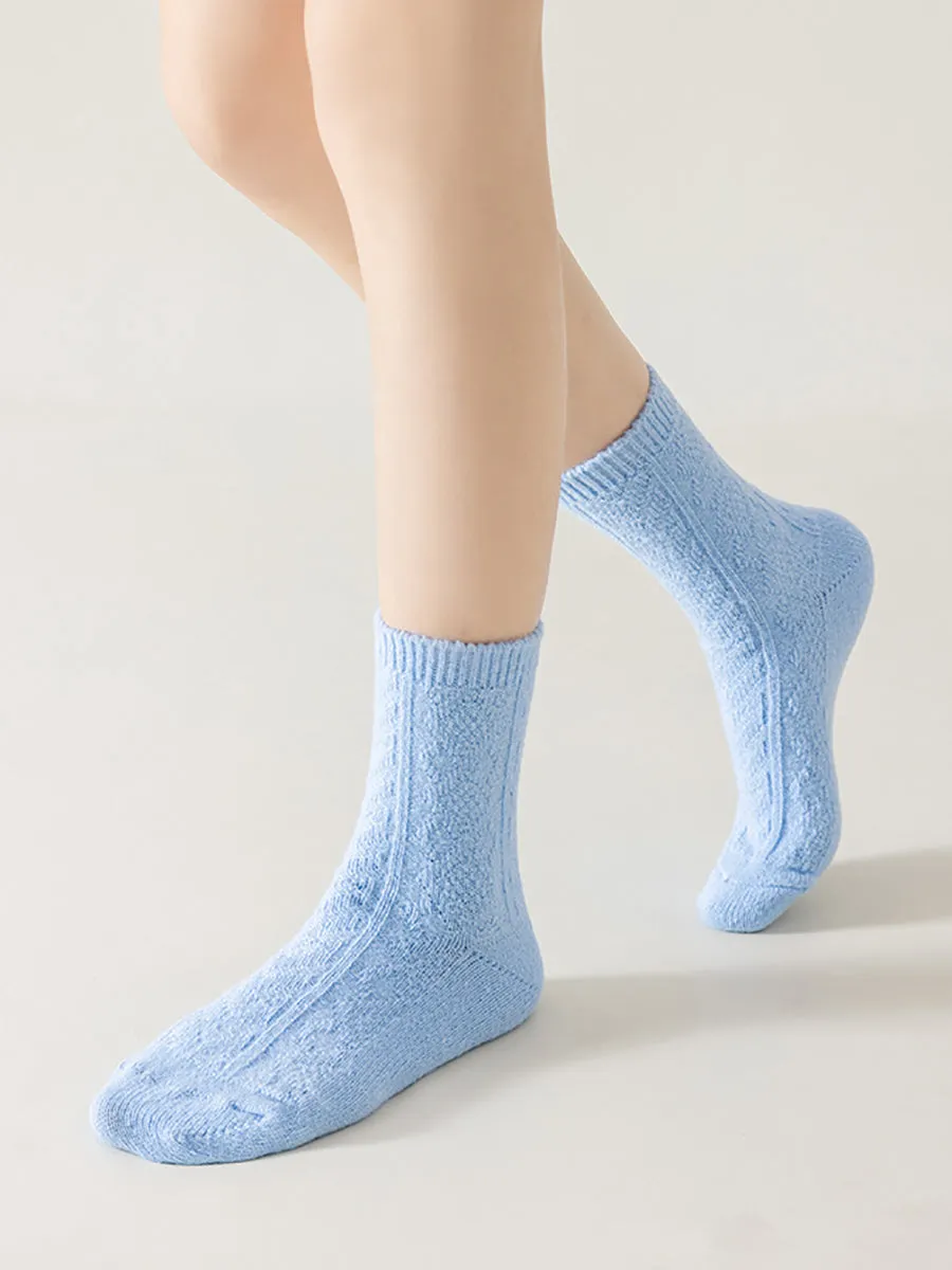5 Pairs Women Winter Warm Solid Socks