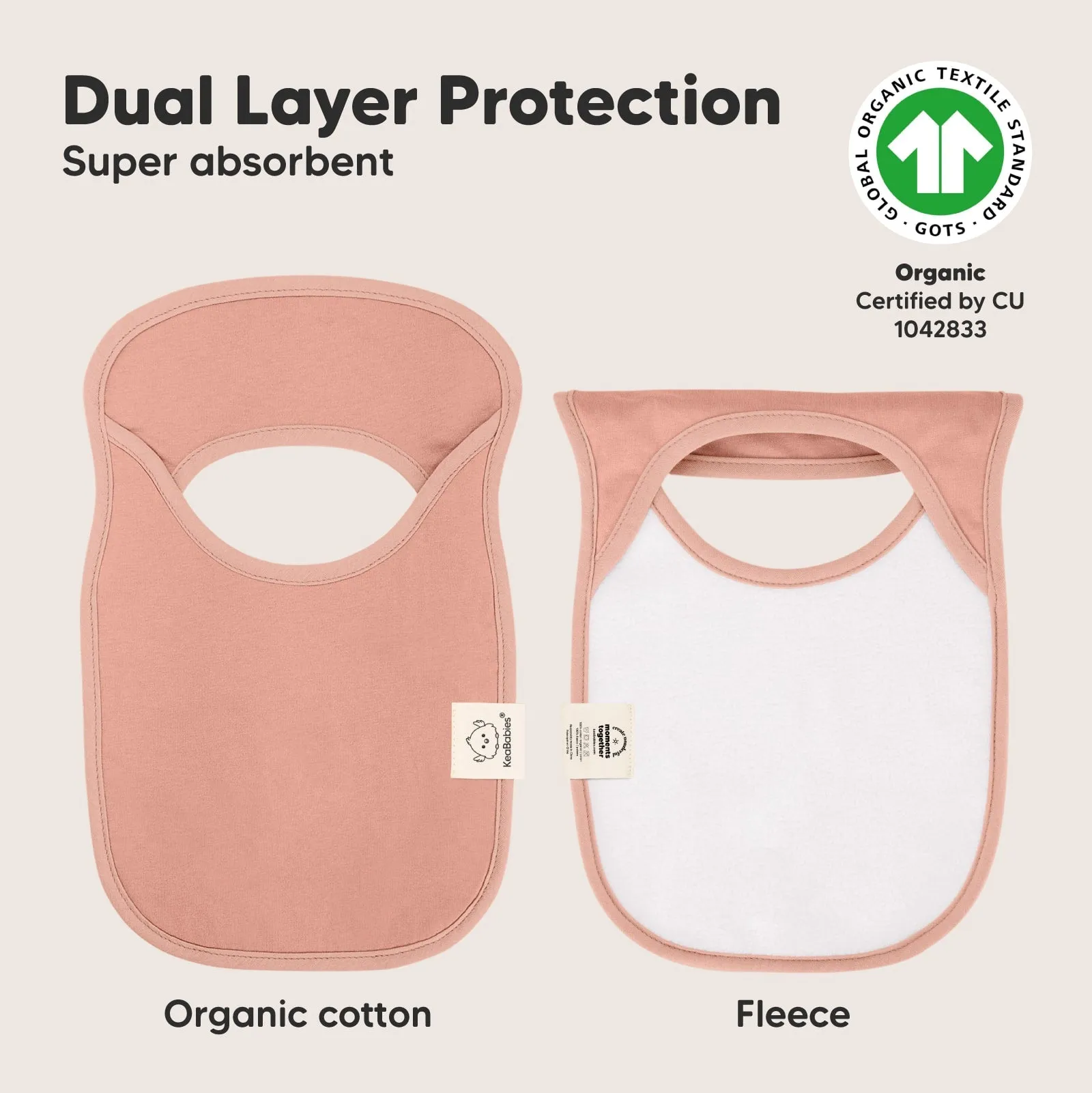 8-Pack Hallo Drool Bibs (Mauve)