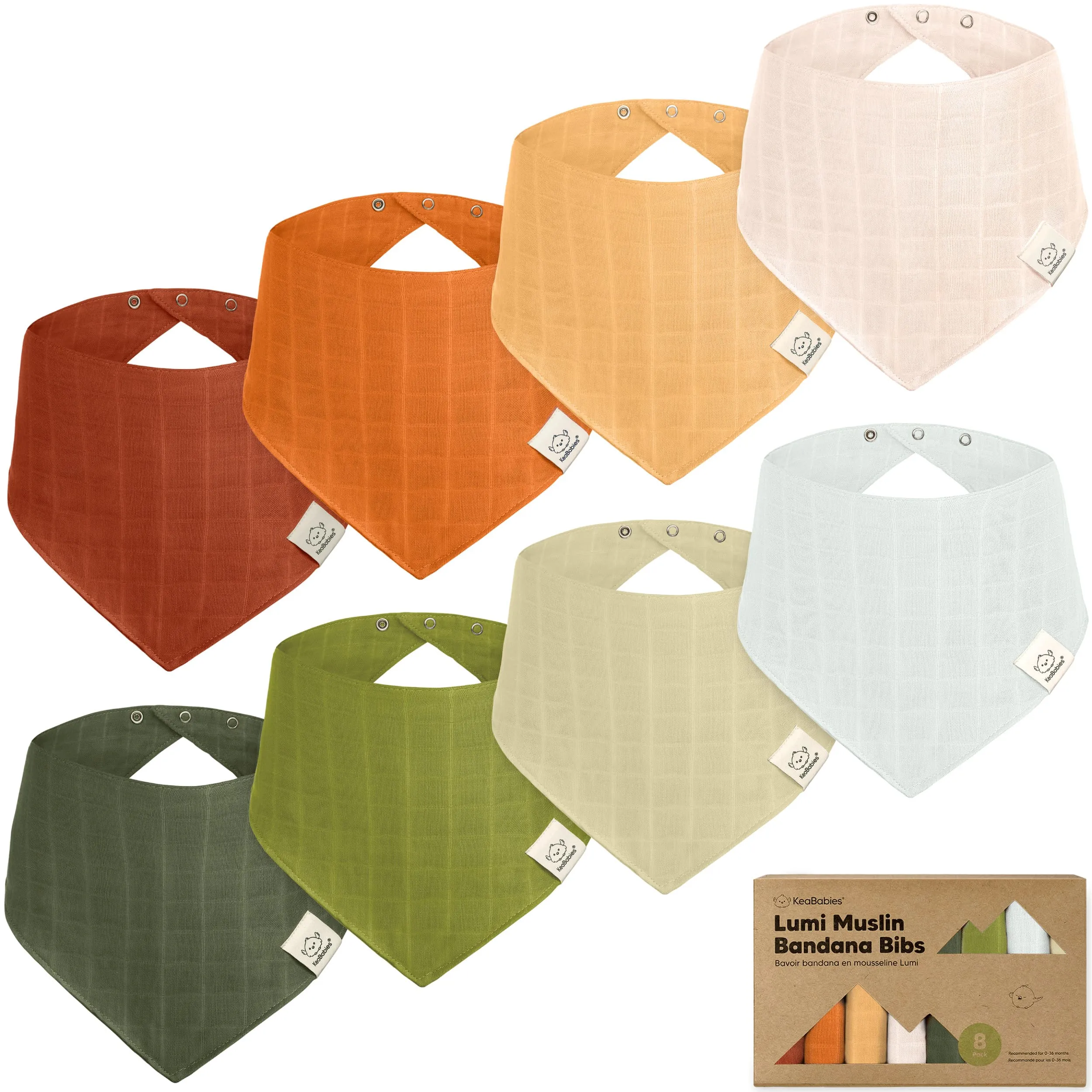 8-Pack Lumi Muslin Bandana Bibs (Sahara)