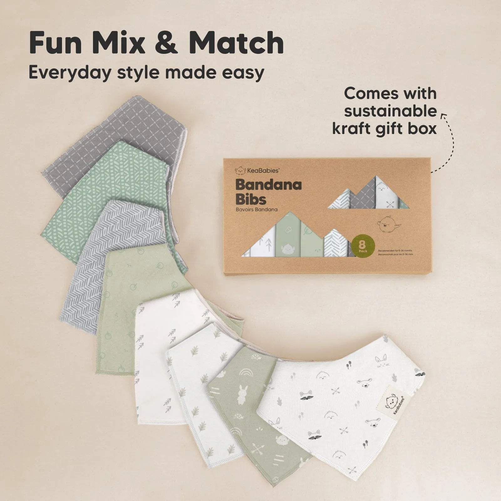 8-Pack Organic Bandana Bibs (Nordic)