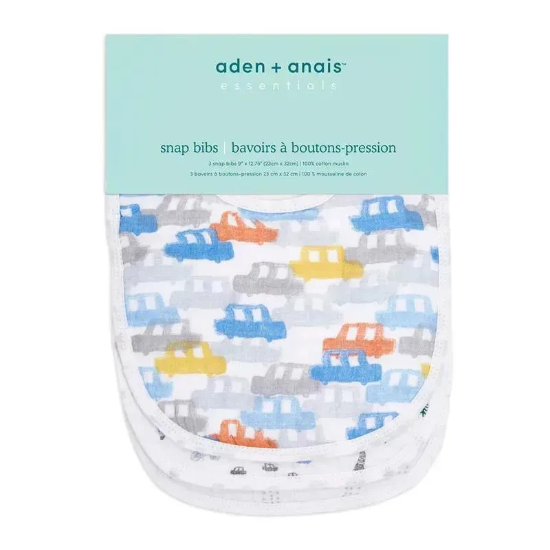 Aden   Anais - 3Pk Muslin Snap Bib, Little Big World