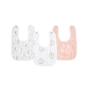 aden   anais Essentials Cotton Muslin Baby Snap Bibs - 3 Pack - Blushing Bunnies