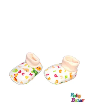 Alphabet Printed Booties For Newborn Baby In Orange Color