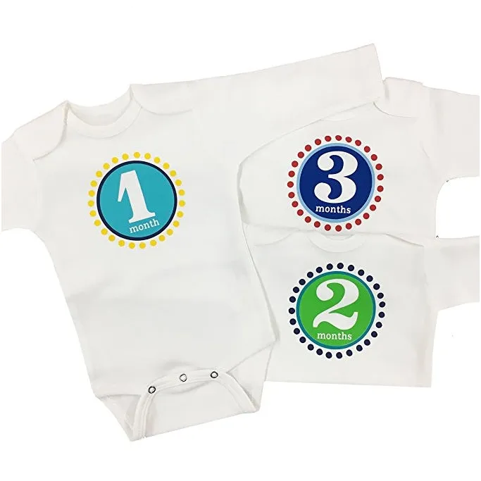 Baby Boy Month Onesies - Set of 3 Months