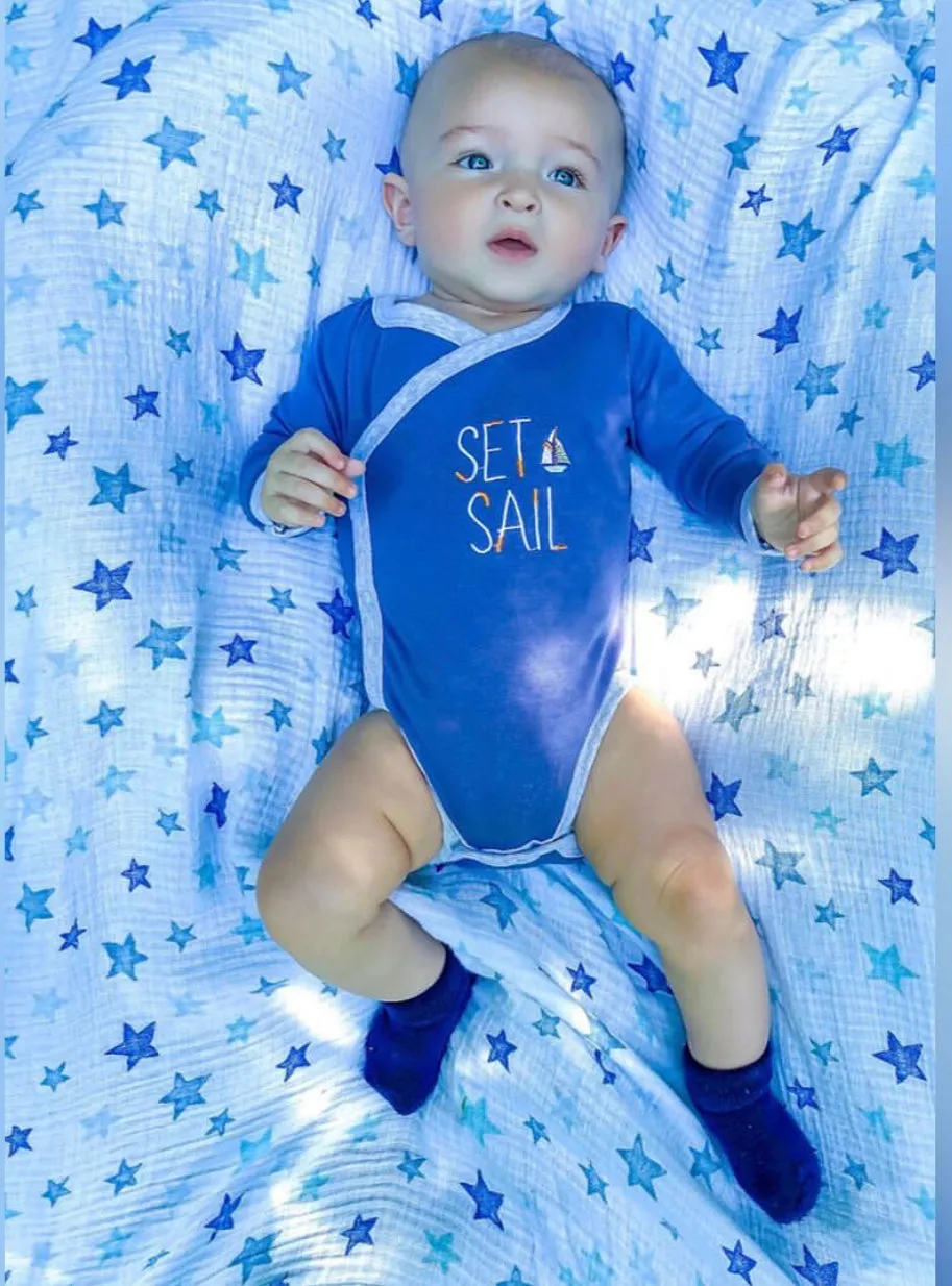 Baby Boy's 2-Pack Long-Sleeve Kimono Bodysuit Set