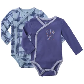 Baby Boy's 2-Pack Long-Sleeve Kimono Bodysuit Set