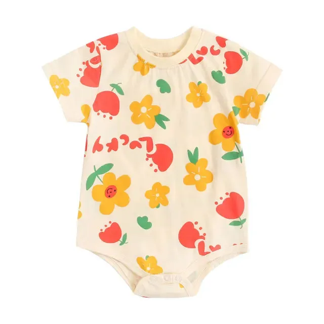 Baby Boys Girls Bodysuits Summer Cotton Toddler Clothes Cartoon Unisex Short Sleeve