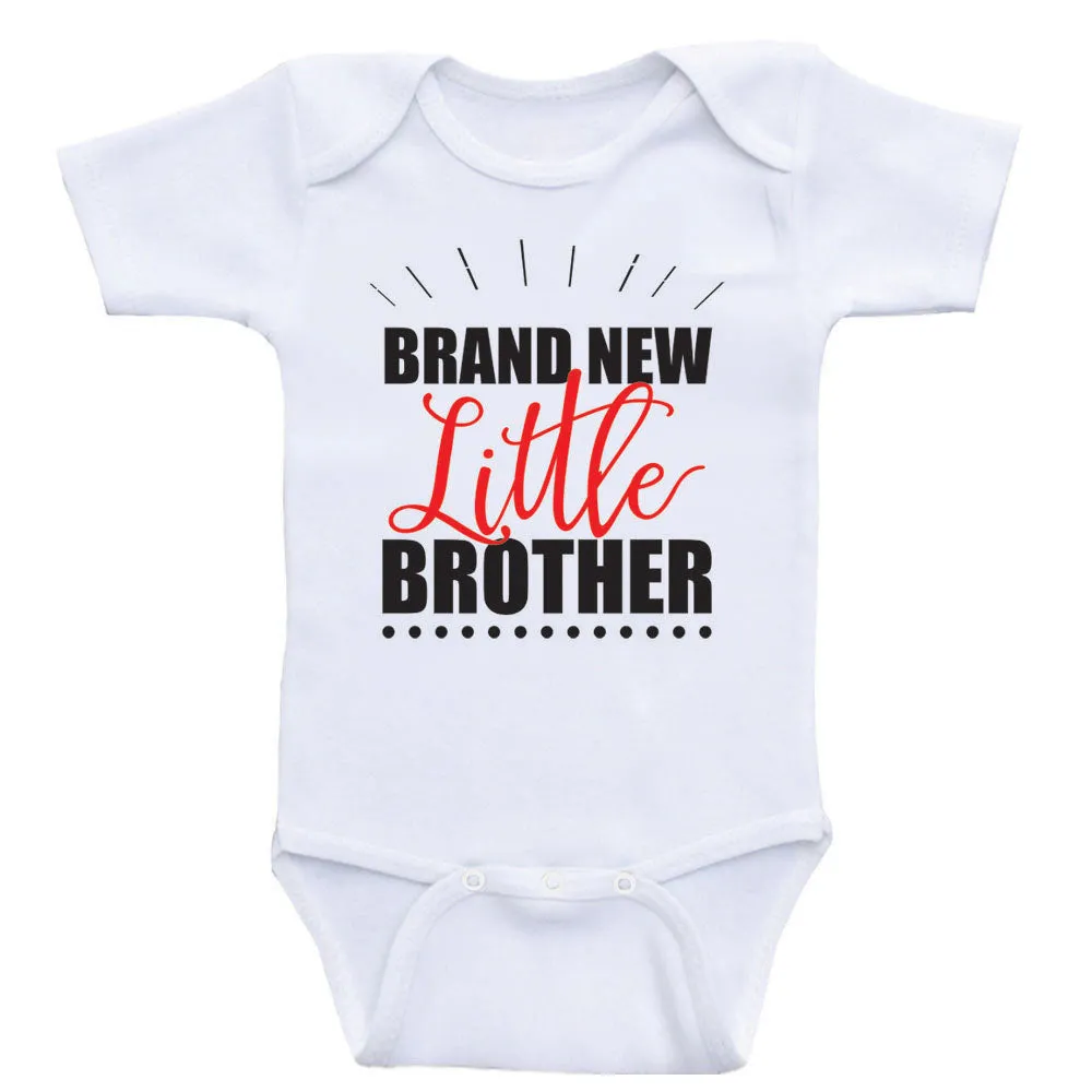 Baby Brother Shirts "Brand New Little Brother" Baby Boy One Piece Shirt