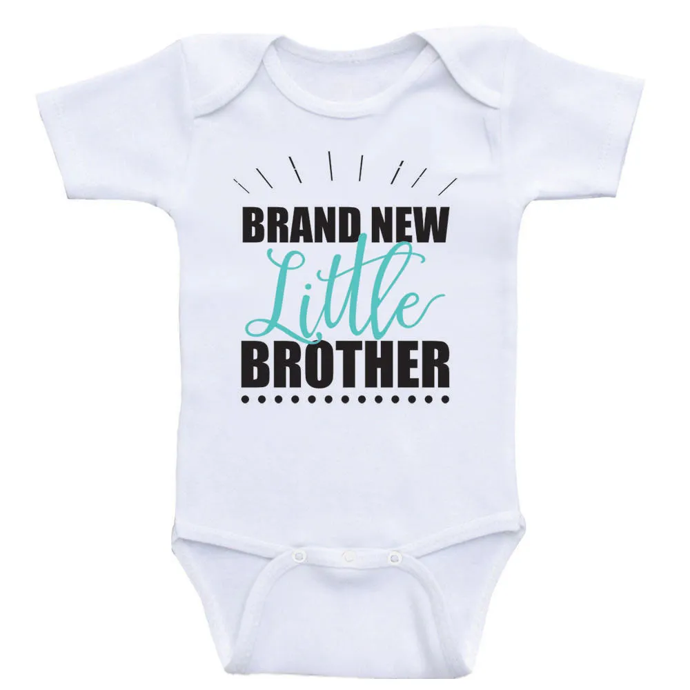 Baby Brother Shirts "Brand New Little Brother" Baby Boy One Piece Shirt
