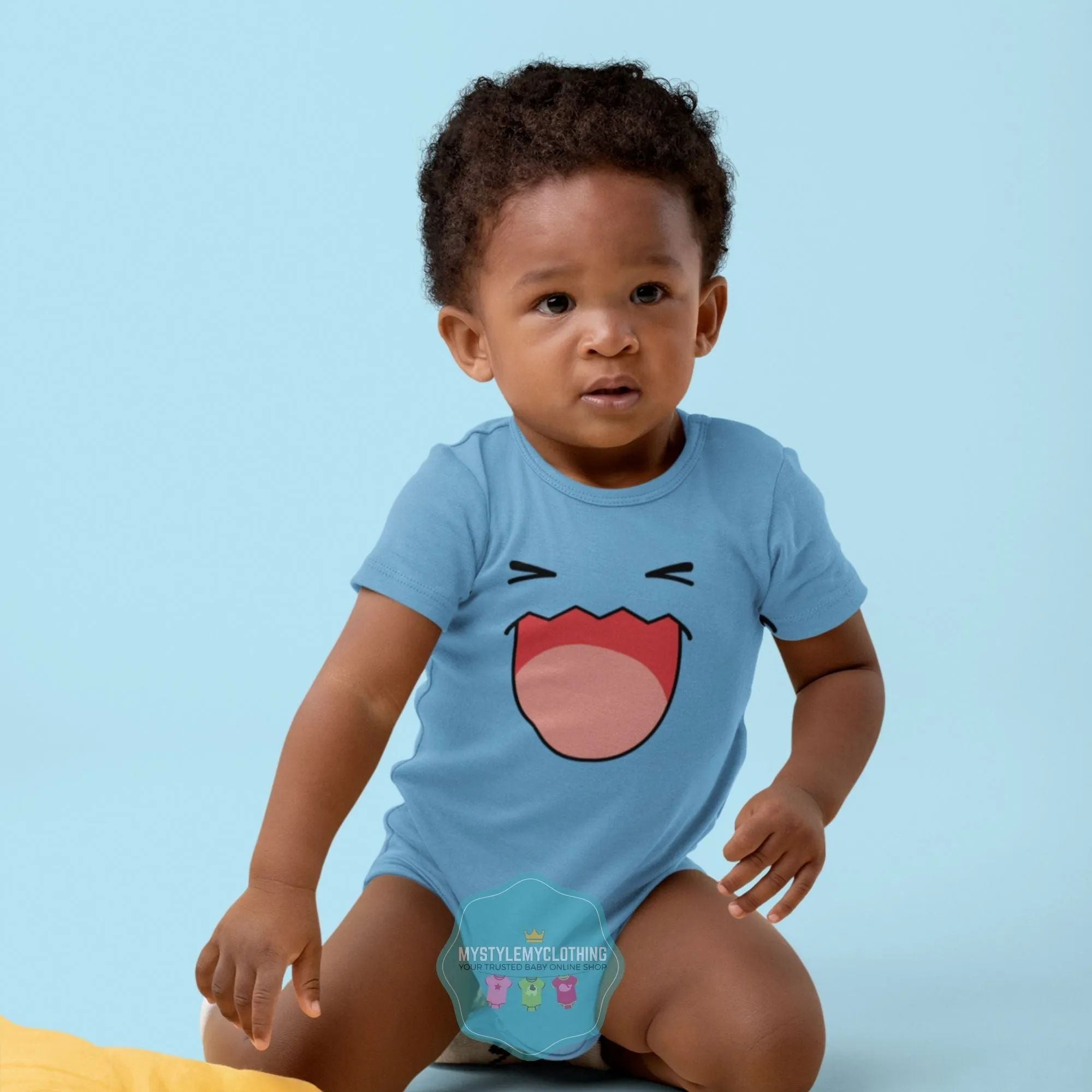 Baby Character Onesies with Name Back Print - Pokemon-Wobbuffet