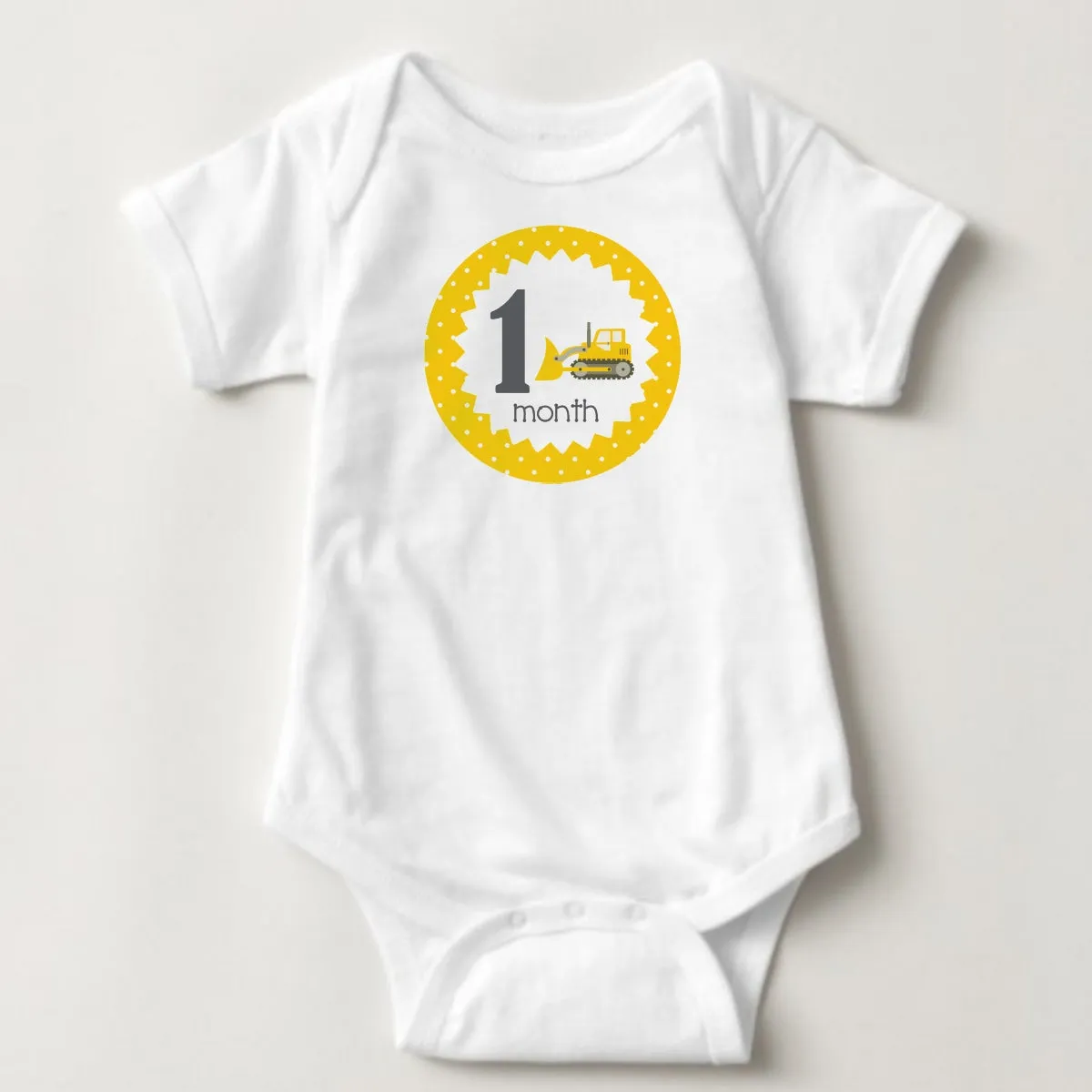 Baby Custom Monthly Onesies - Construction Trucks Y