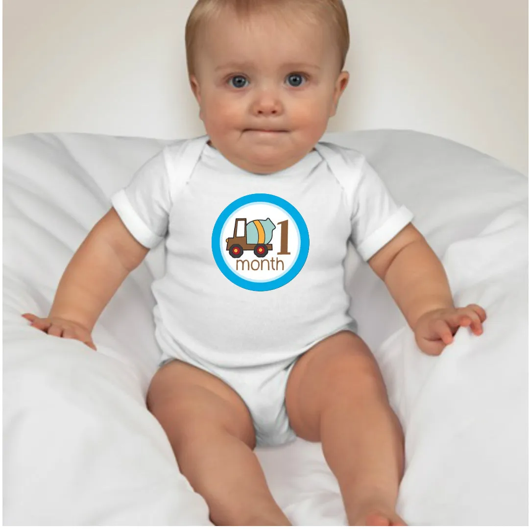 Baby Custom Monthly Onesies - Contructions Trucks 4
