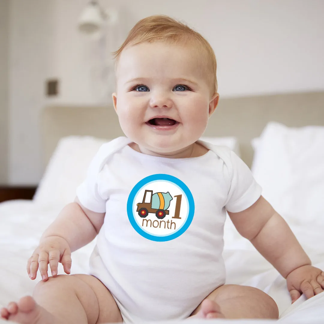 Baby Custom Monthly Onesies - Contructions Trucks 4