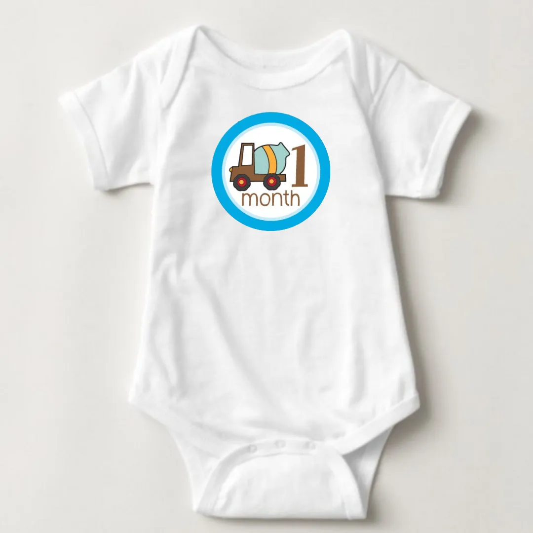 Baby Custom Monthly Onesies - Contructions Trucks 4