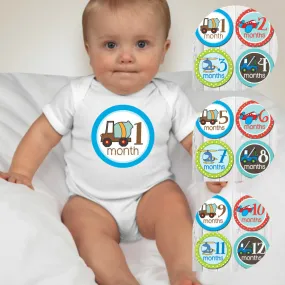 Baby Custom Monthly Onesies - Contructions Trucks 4