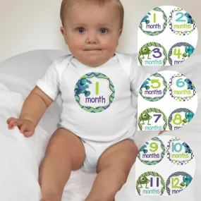 Baby Custom Monthly Onesies - Monster