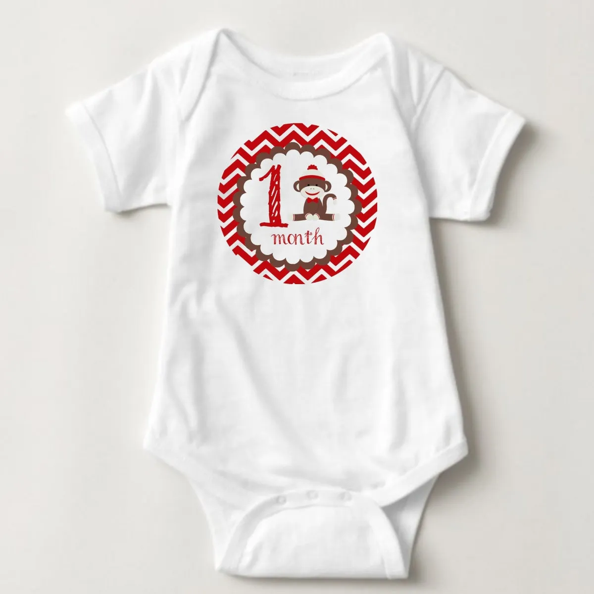 Baby Custom Monthly Onesies - Paul Frank Chevron