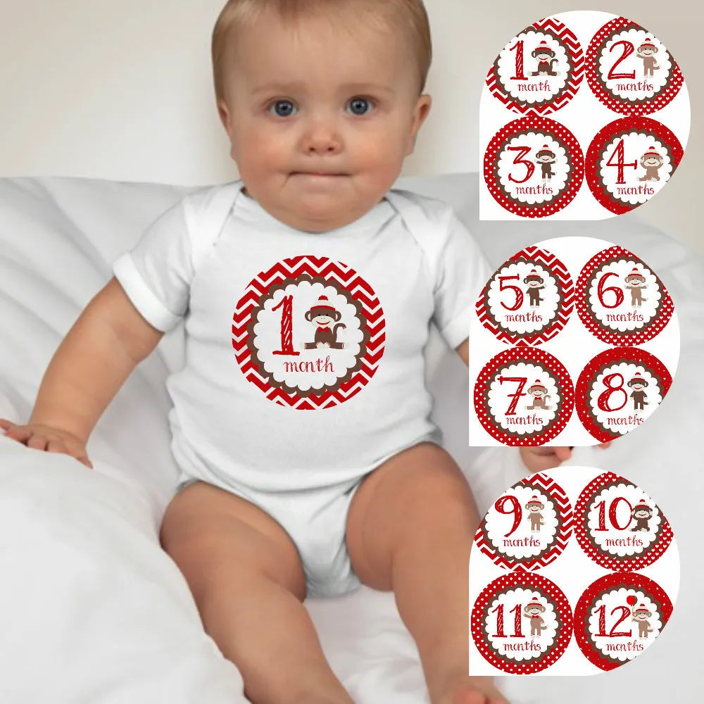 Baby Custom Monthly Onesies - Paul Frank Chevron