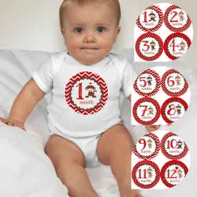 Baby Custom Monthly Onesies - Paul Frank Chevron