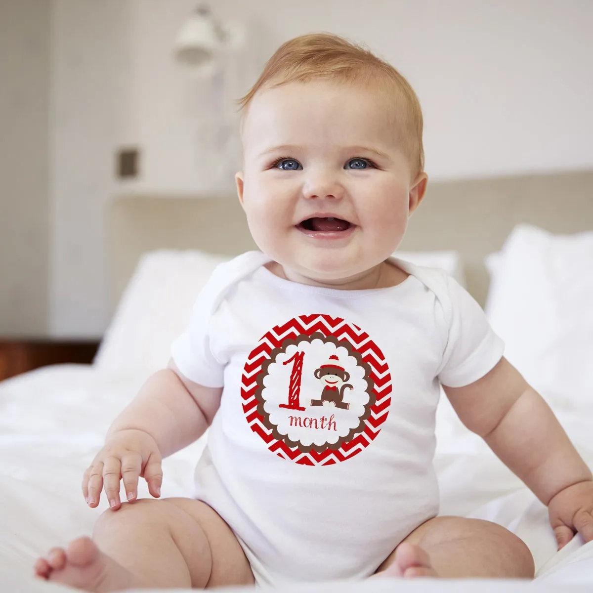 Baby Custom Monthly Onesies - Paul Frank Chevron