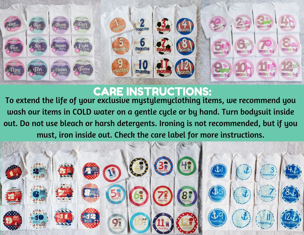 Baby Custom Monthly Onesies - Sea life Animals