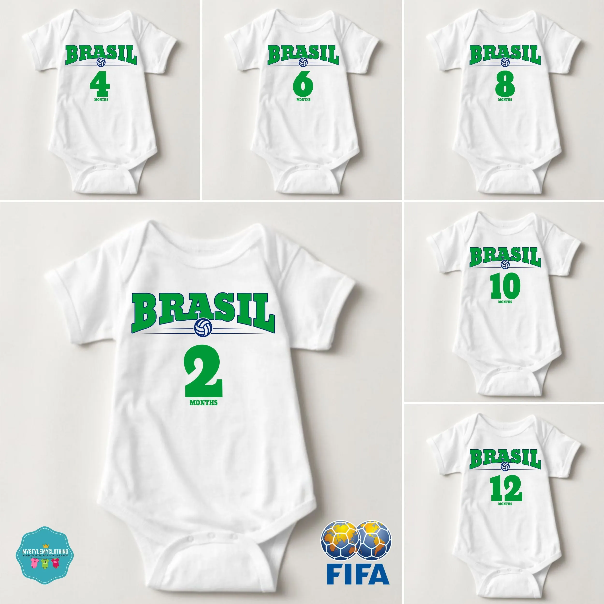 Baby FIFA Soccer Football Jersey Onesies - Brazil