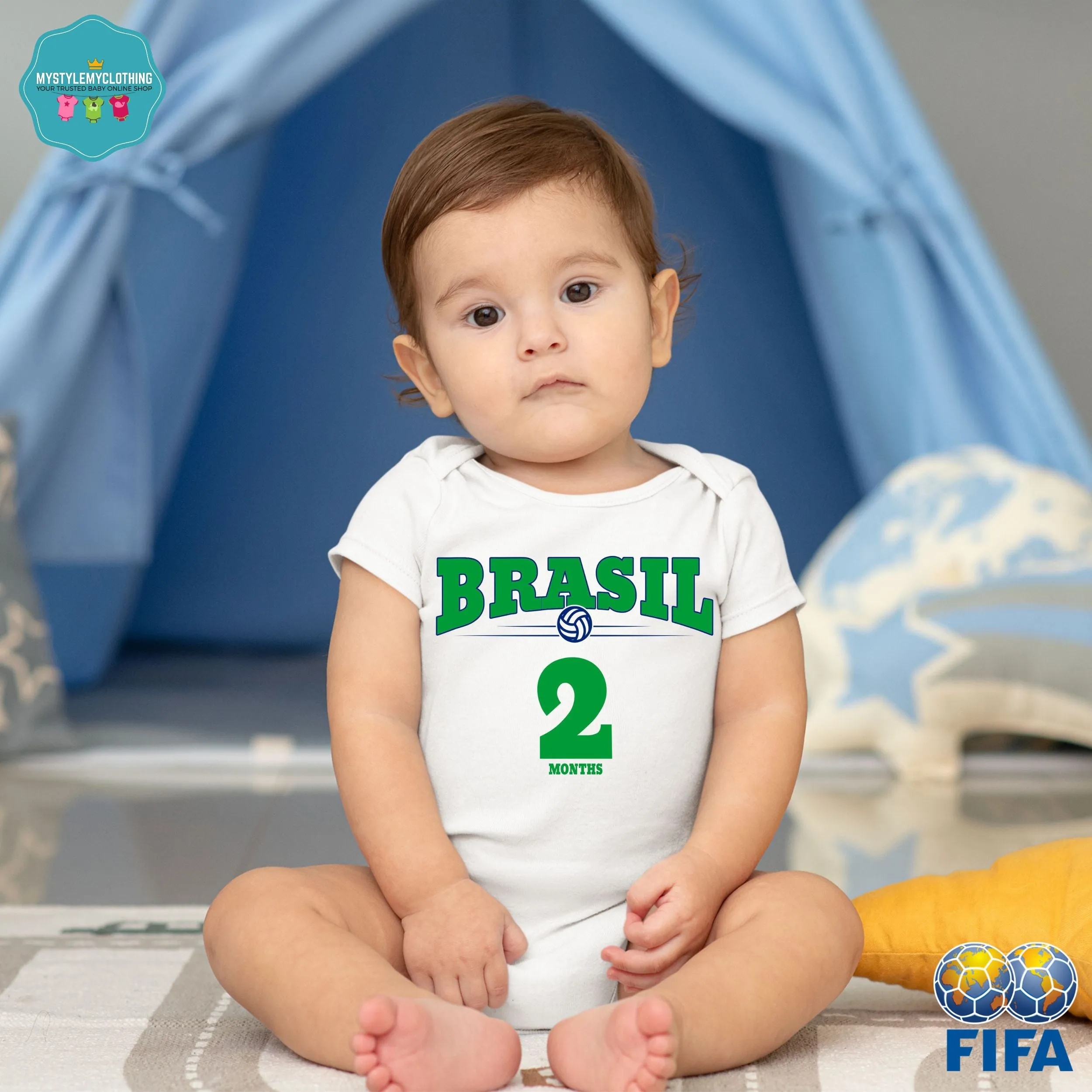 Baby FIFA Soccer Football Jersey Onesies - Brazil