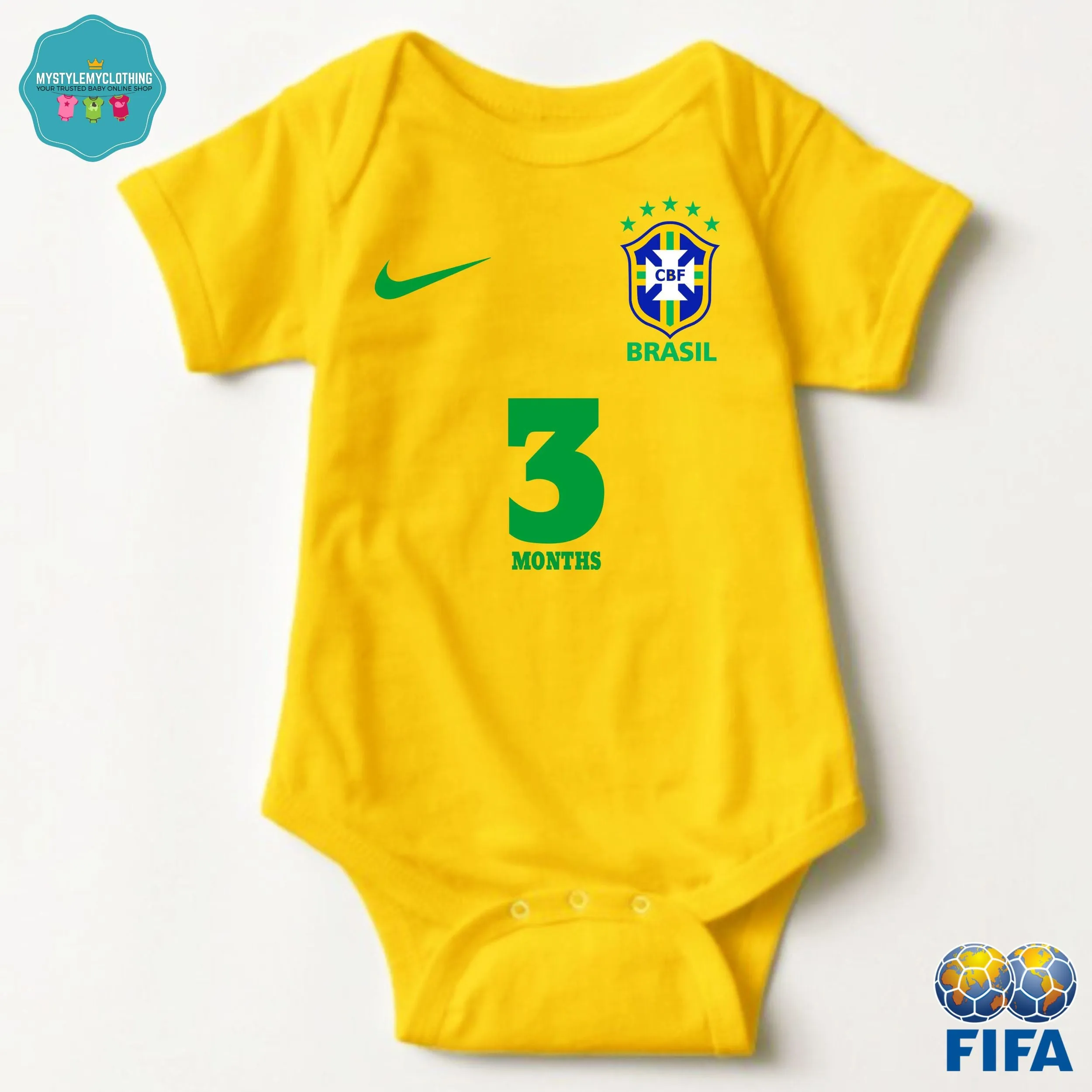 Baby FIFA Soccer Football Jersey Onesies - Brazil
