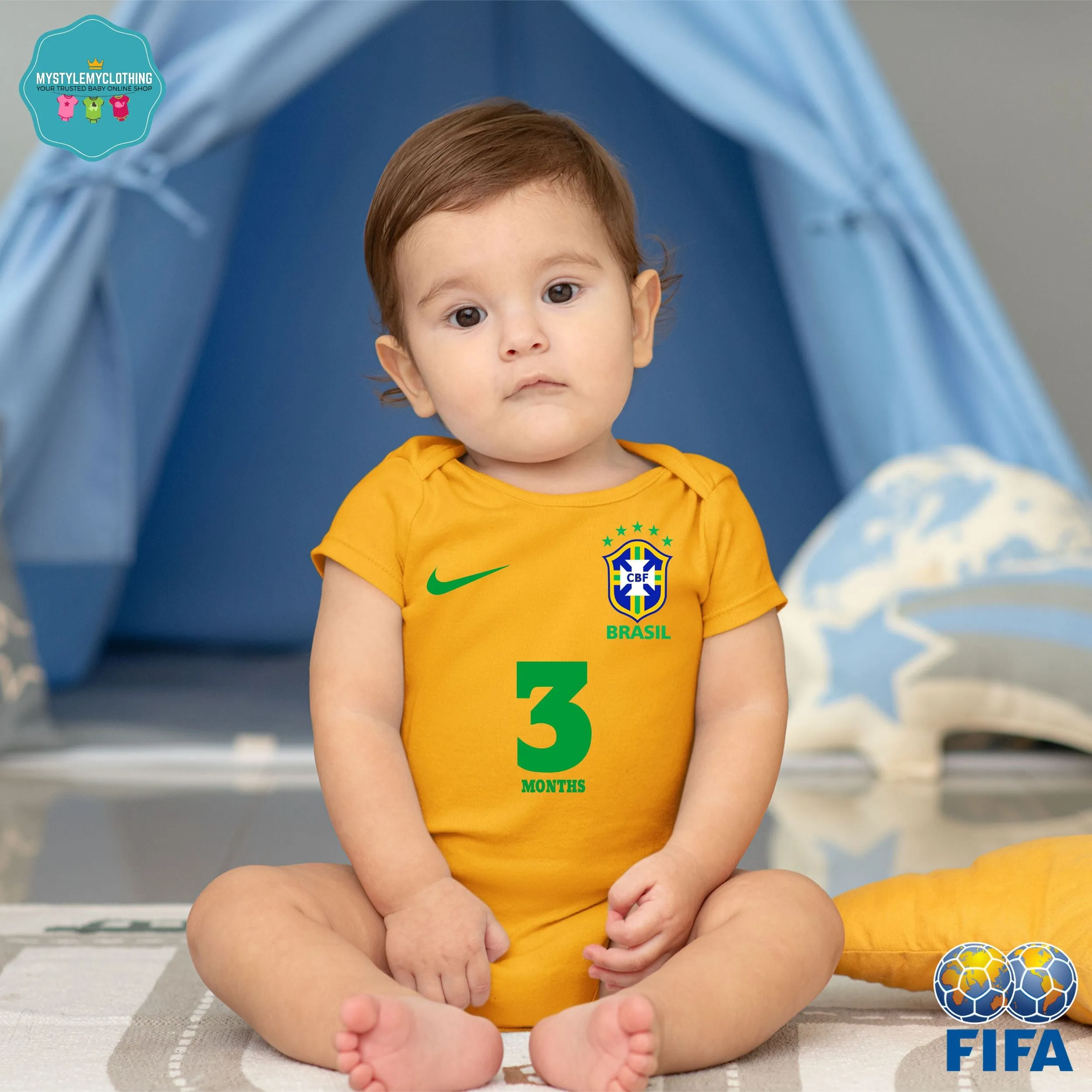 Baby FIFA Soccer Football Jersey Onesies - Brazil
