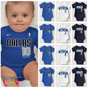 Baby Monthly Onesies - Basketball Jersey Dallas Mavericks