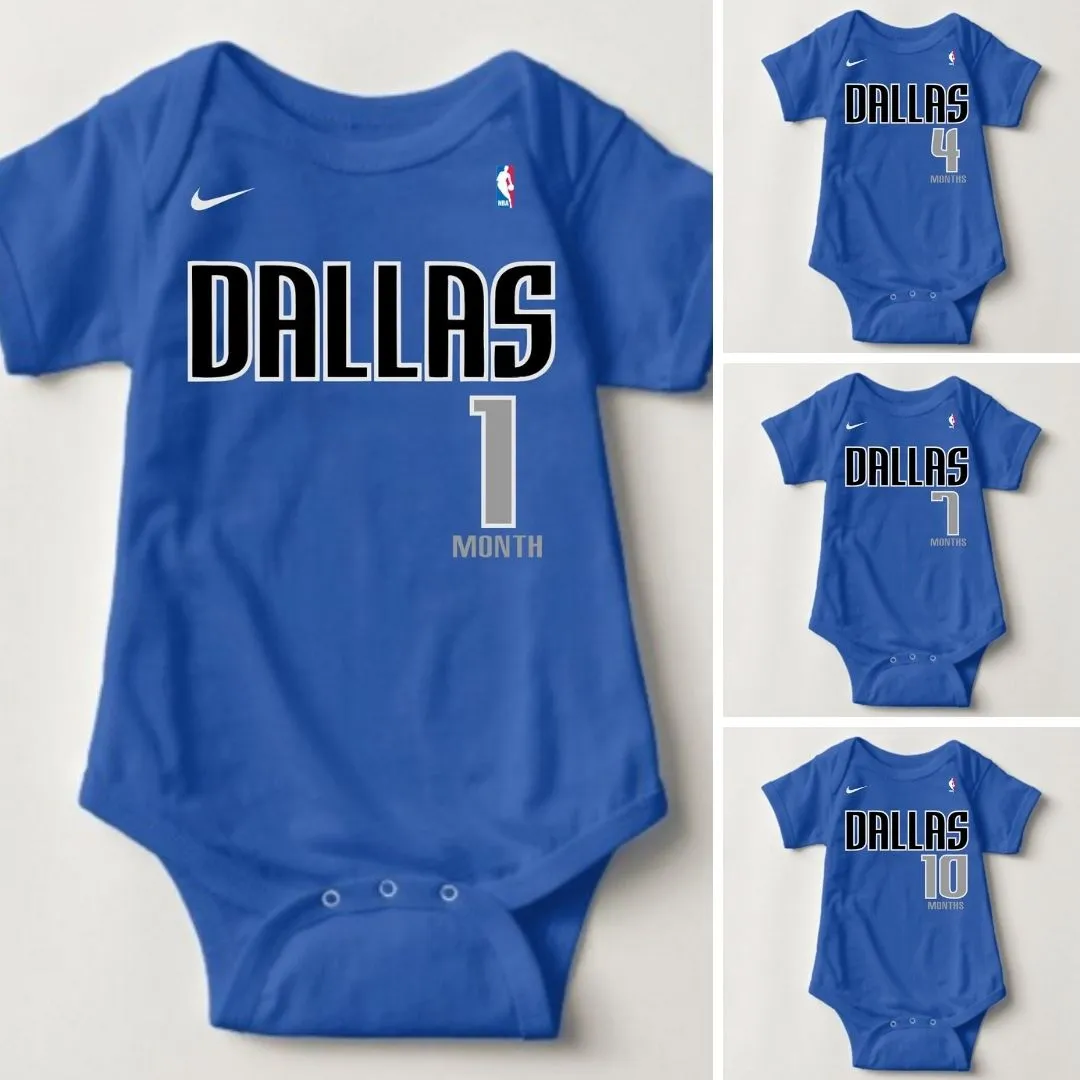 Baby Monthly Onesies - Basketball Jersey Dallas Mavericks