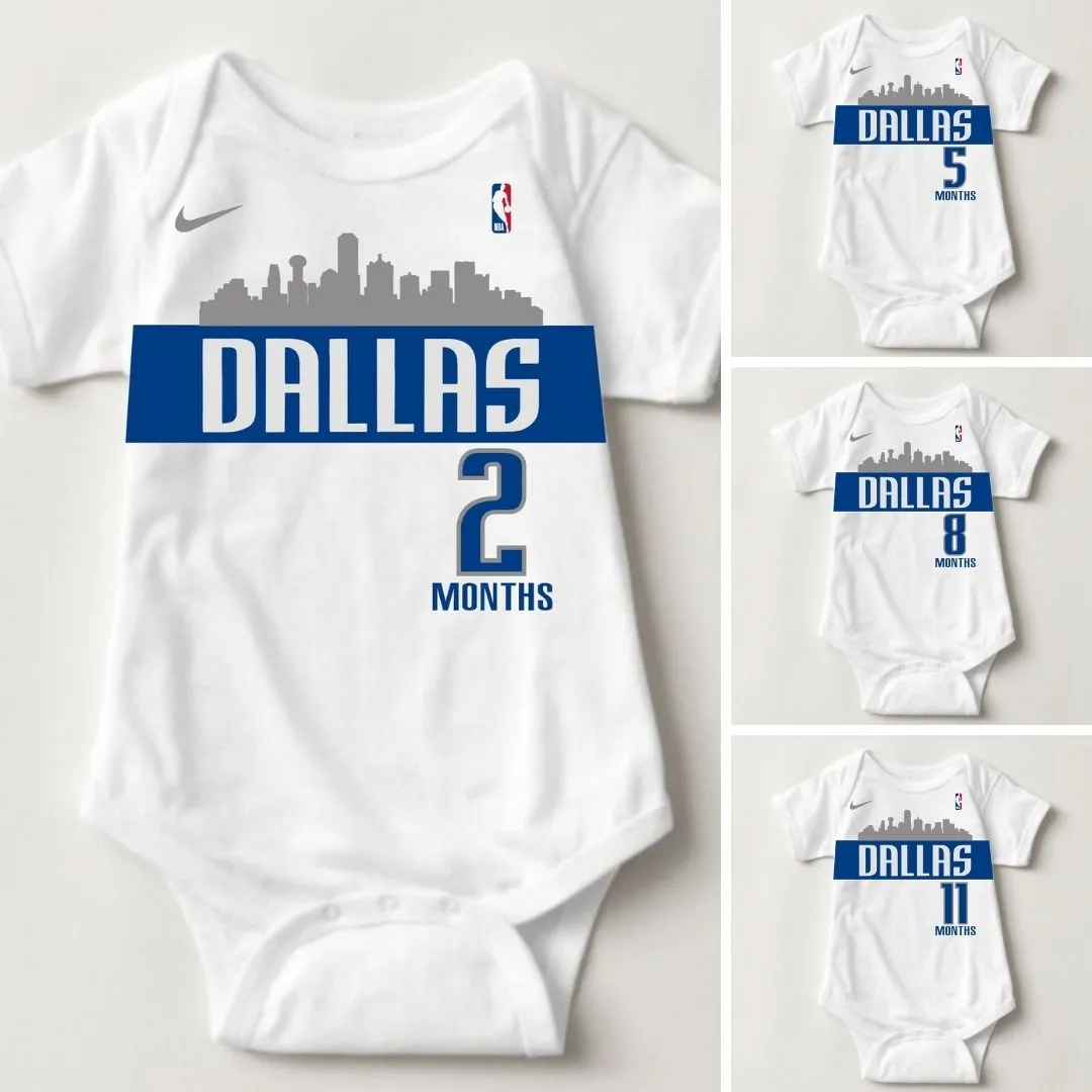 Baby Monthly Onesies - Basketball Jersey Dallas Mavericks