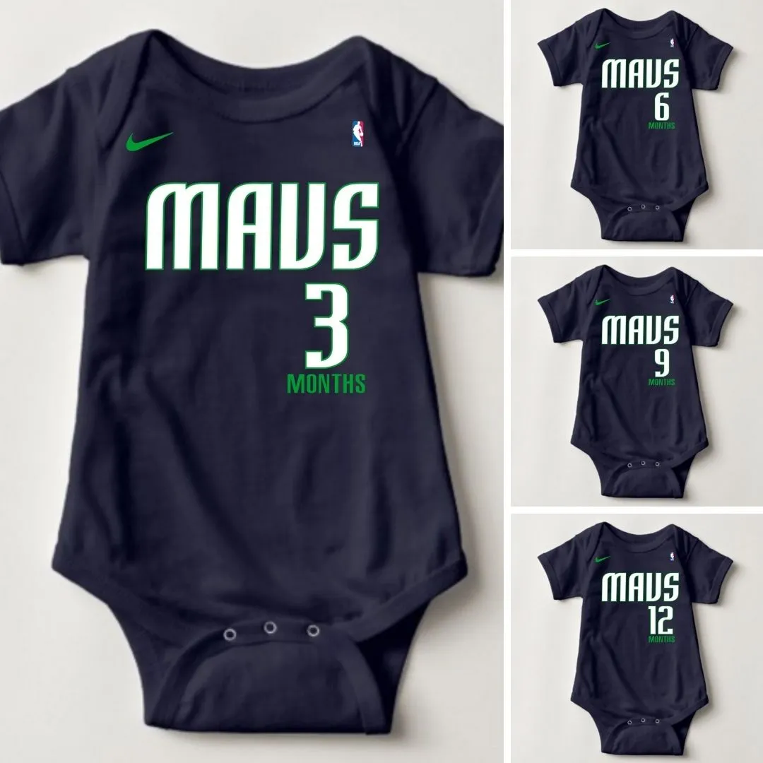 Baby Monthly Onesies - Basketball Jersey Dallas Mavericks