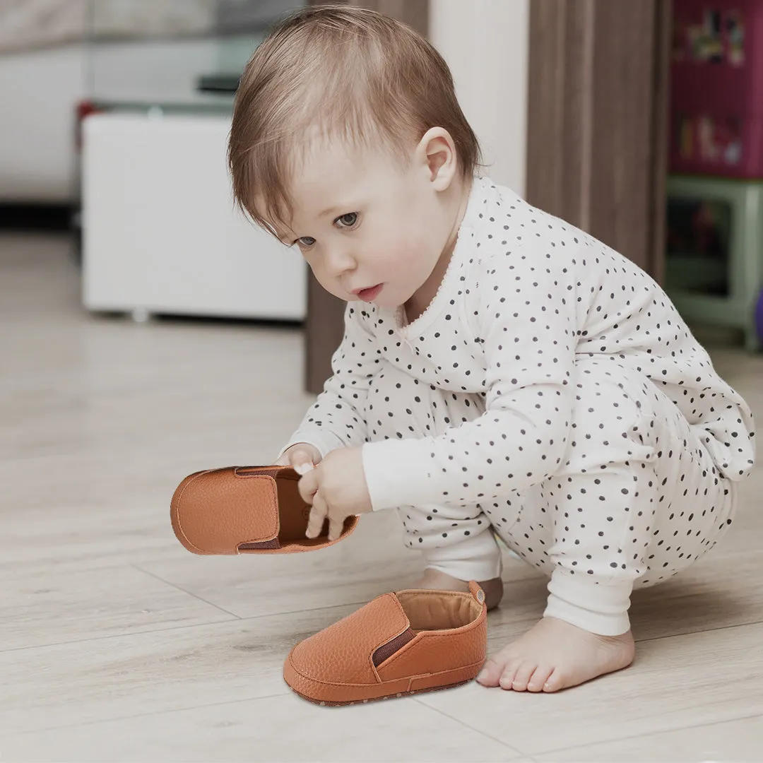 Baby Moo Leather Brown Slip-On Booties
