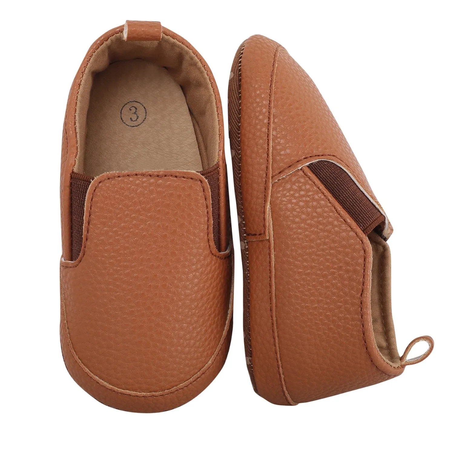 Baby Moo Leather Brown Slip-On Booties