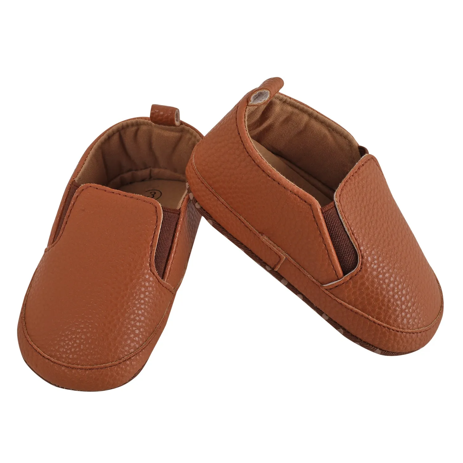 Baby Moo Leather Brown Slip-On Booties