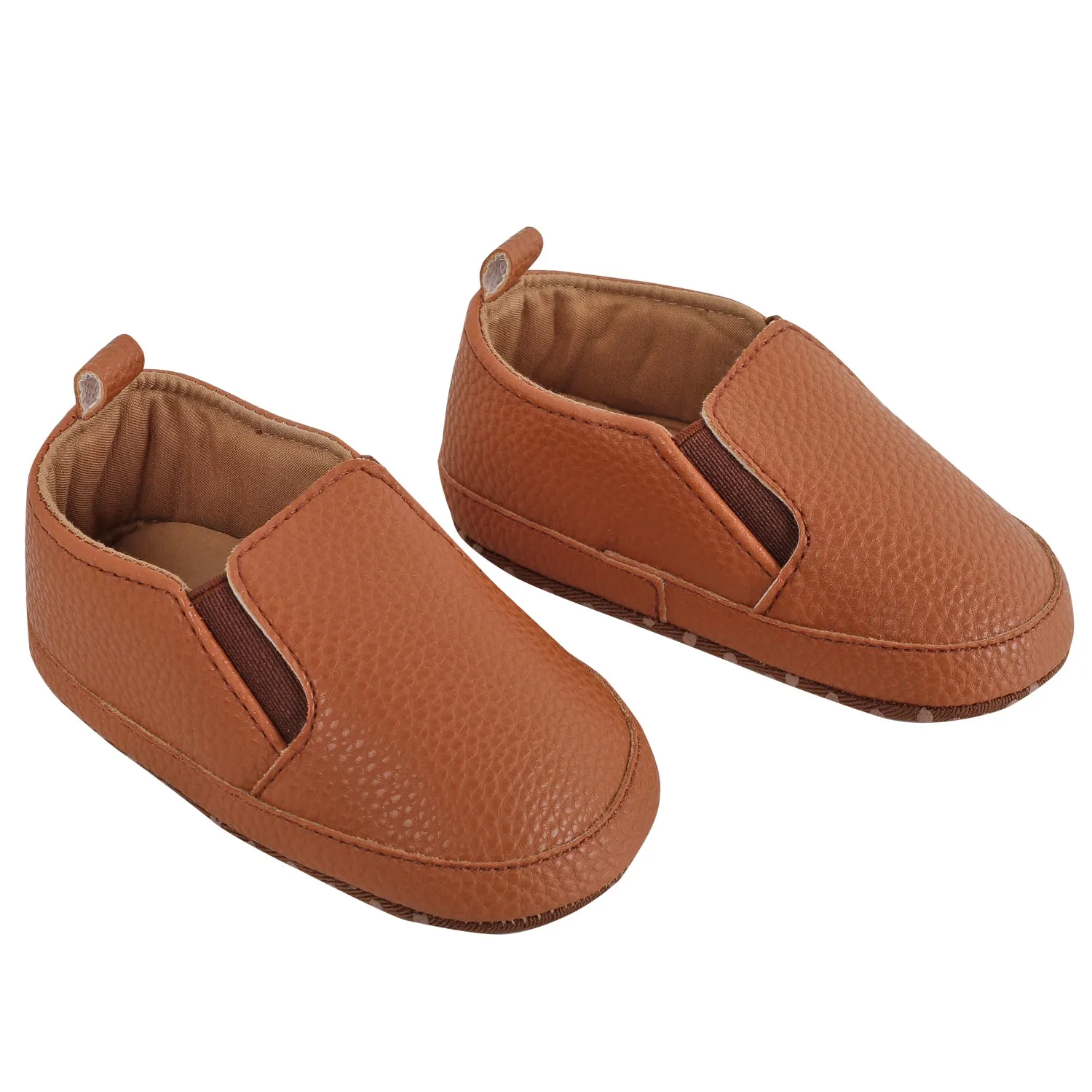 Baby Moo Leather Brown Slip-On Booties