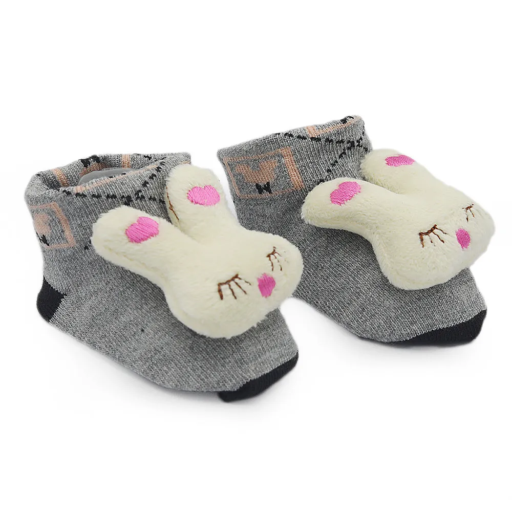 Baby Socks Booties - Off White - Light Grey
