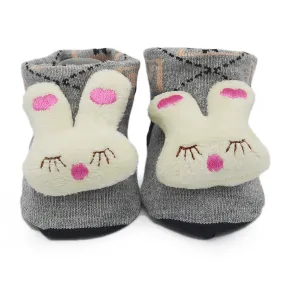 Baby Socks Booties - Off White - Light Grey