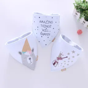 Baby Soft Cotton Cartoon Feeding Burp Saliva Towel  Bibs Cloths