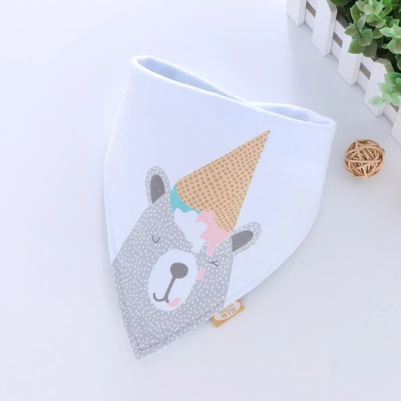 Baby Soft Cotton Cartoon Feeding Burp Saliva Towel  Bibs Cloths