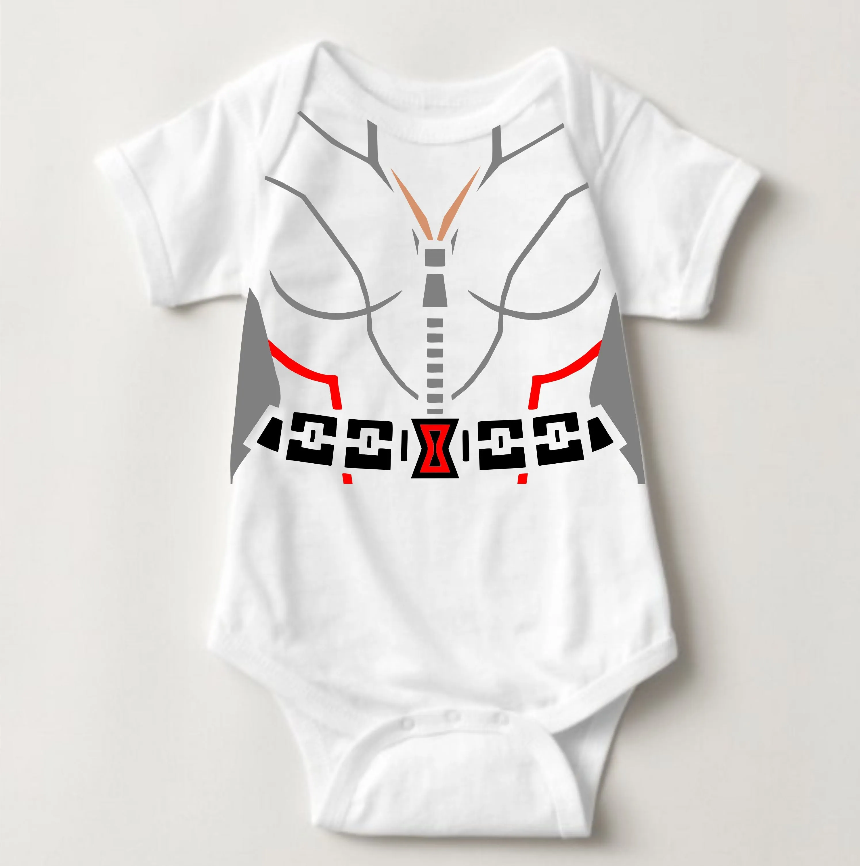 Baby Superhero Onesies - Black Widow White